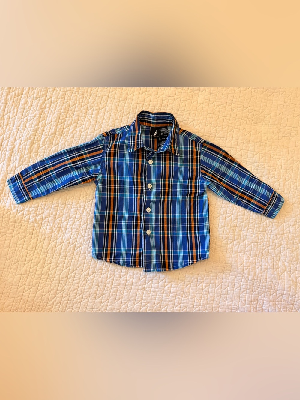 Nautica Boys Plaid Button-Down Shirt in Blue and Navy